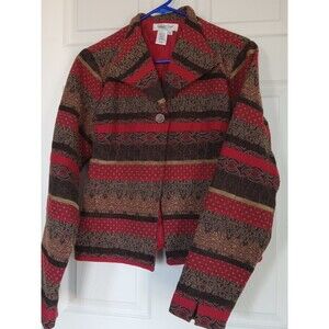 Coldwater Creek Women's Medium Tapestry Mixed Fabric Dinner Blazer Jacket